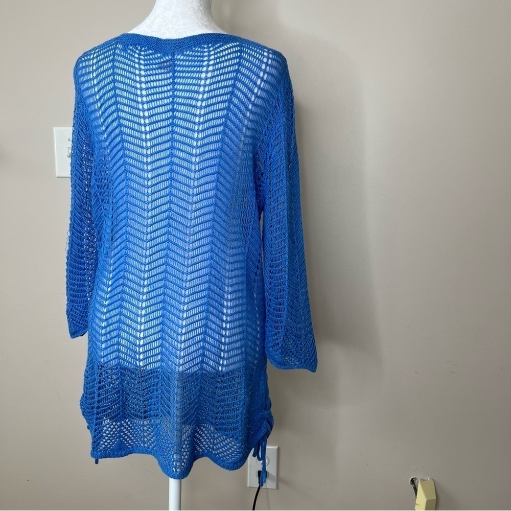 ! Chicos blue crocheted short sleeve sweater., - Picture 3 of 10